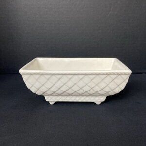 Vtg Hull Pottery Planter‎ Marked USA 404 White Ivory Diamond Pattern Crosshatch